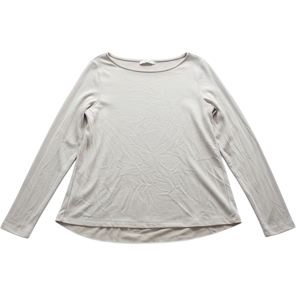 Lands End Split Back Layered Top M/T Gray Minimalist Chic Z991